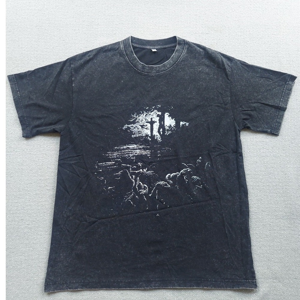 Unbranded T-Shirt Mens M Black Acid Wash Crucifixion Graphic Streetwear Tee